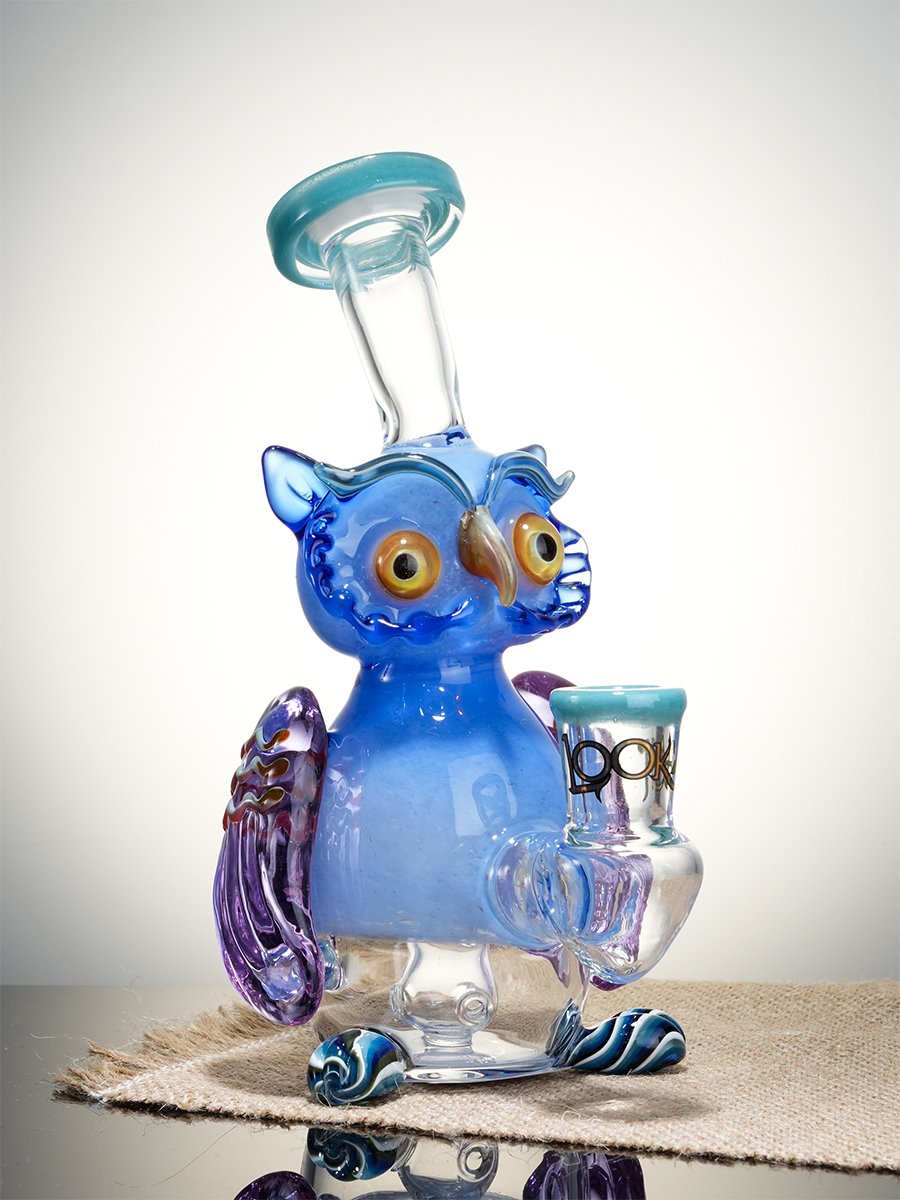 Lookah Rig 7" Mini Nerdy Owl Dab Rig - Orange, Colors: Orange, 4 image Lookah Rig 7" Mini Nerdy Owl Dab Rig - Orange, Colors: Orange, 4 image
