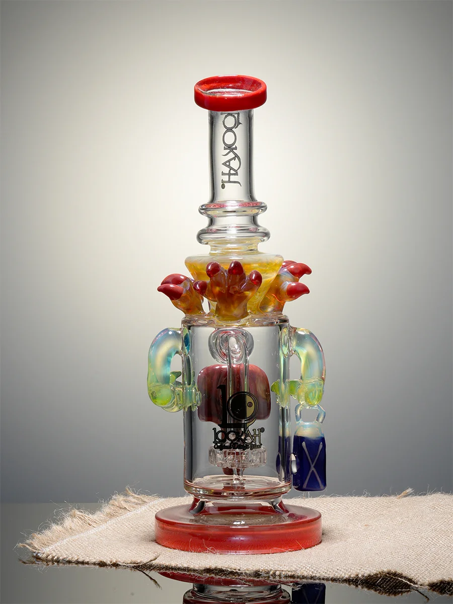 10.5" Cool facial sculpture showerhead Perc Glass Bong, Color: Red, 5 image 10.5" Cool facial sculpture showerhead Perc Glass Bong, Color: Red, 5 image