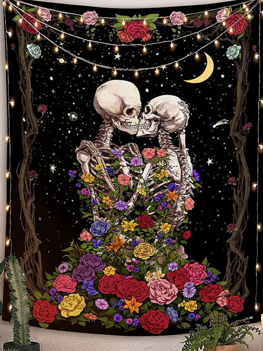 Vertical Hug Skeleton Tapestry, Size: 37.40x28.74inch, 2 image Vertical Hug Skeleton Tapestry, Size: 37.40x28.74inch, 2 image