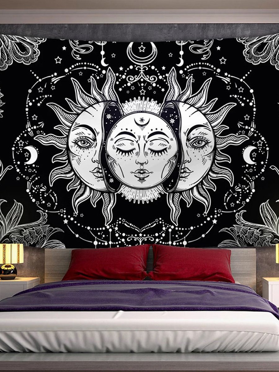 Black and White Solar Tapestry, Size: 90.55x70.87inch, 2 image
