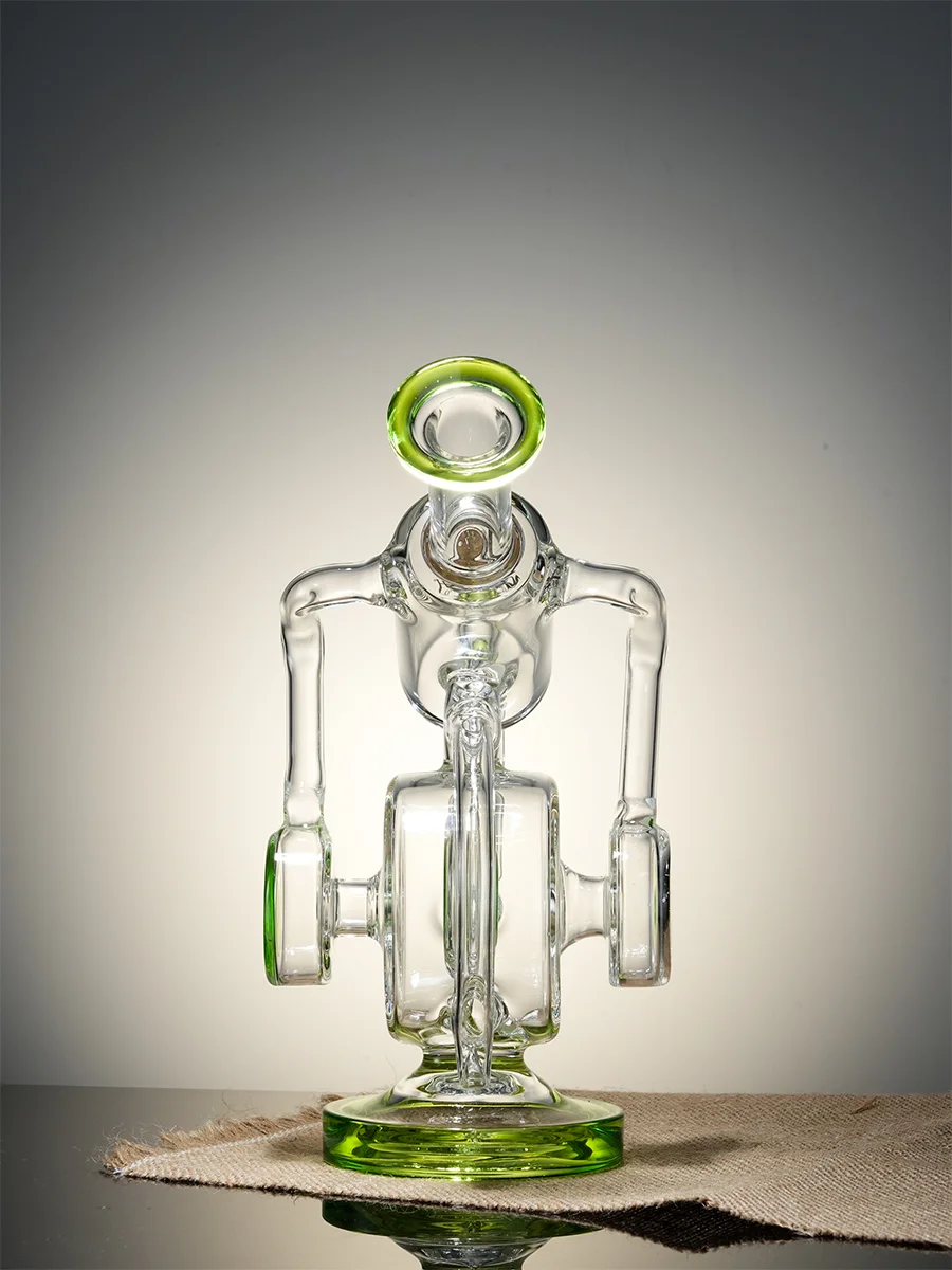 Lookah Bong 9.85" Recycler Glass Soccer Water Pipe, Colors: Green, 4 image