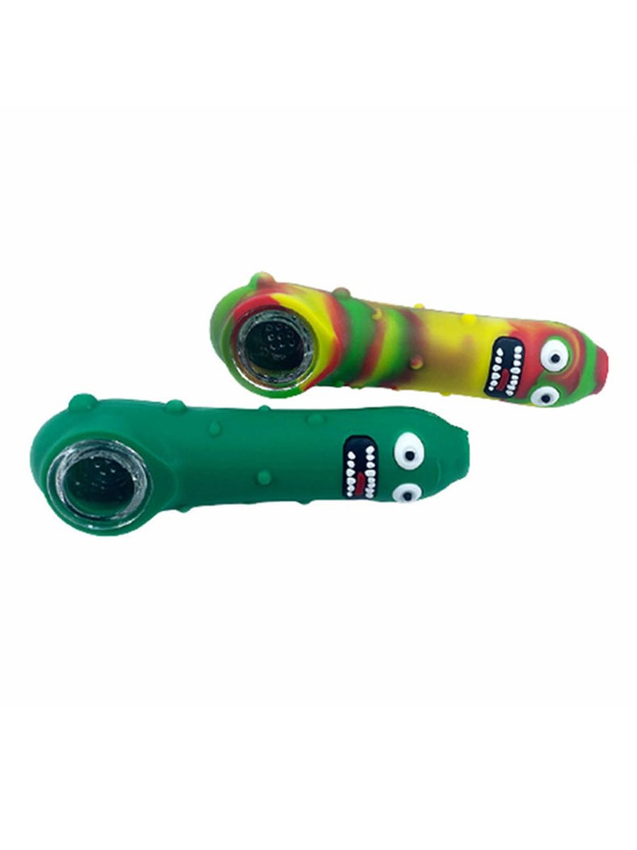Pickle Silicone Hand Pipe With Glass Bowl
