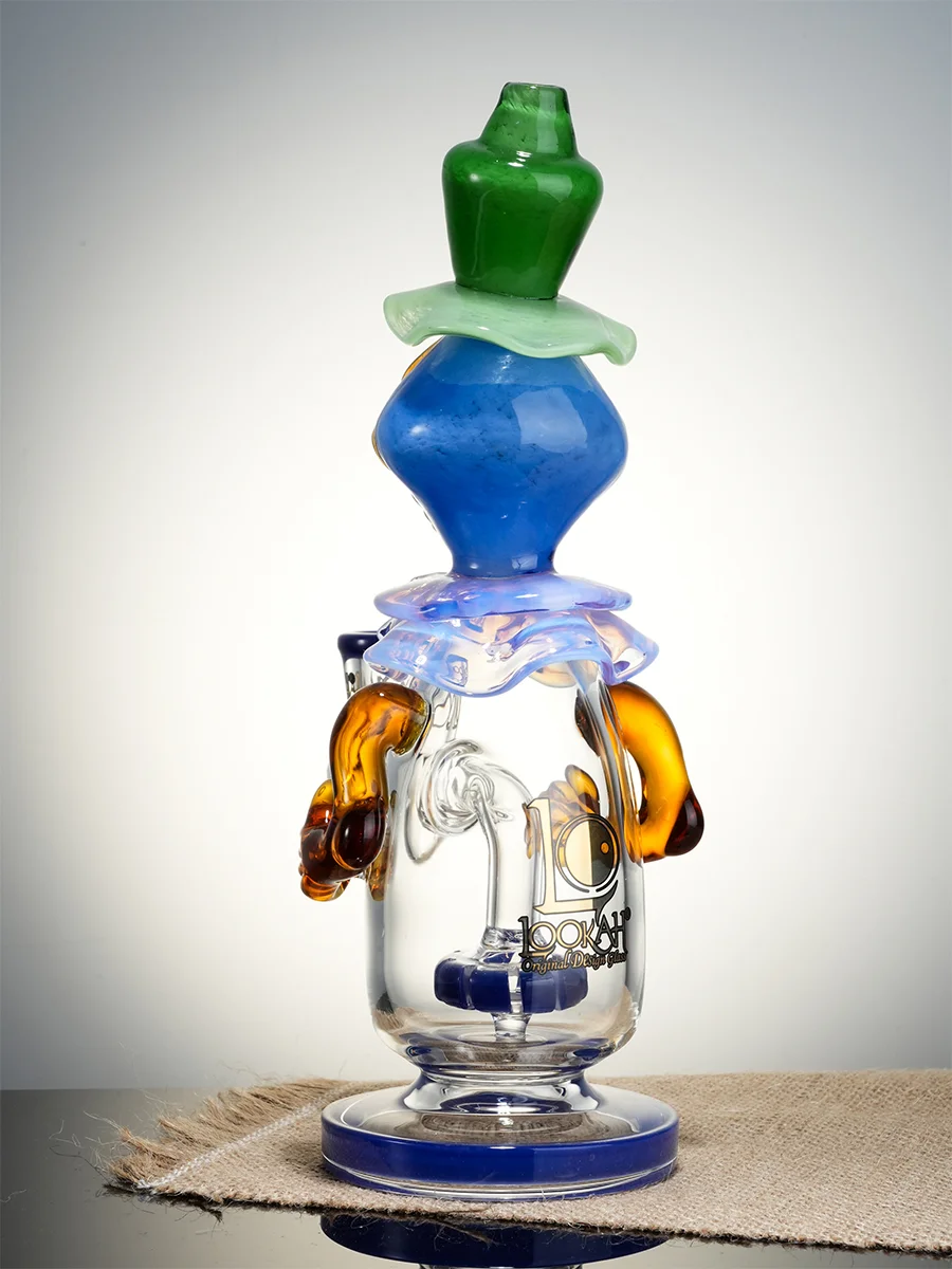 Lookah 9.5" Small Face-Painted Clown Glass Bong, Colors: Wathet Blue, 5 image