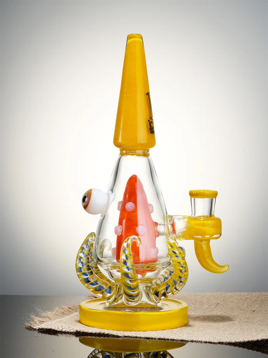 Lookah Bong 10" Cute Octopus Monster Glass Water Pipe, Colors: Yellow, 4 image
