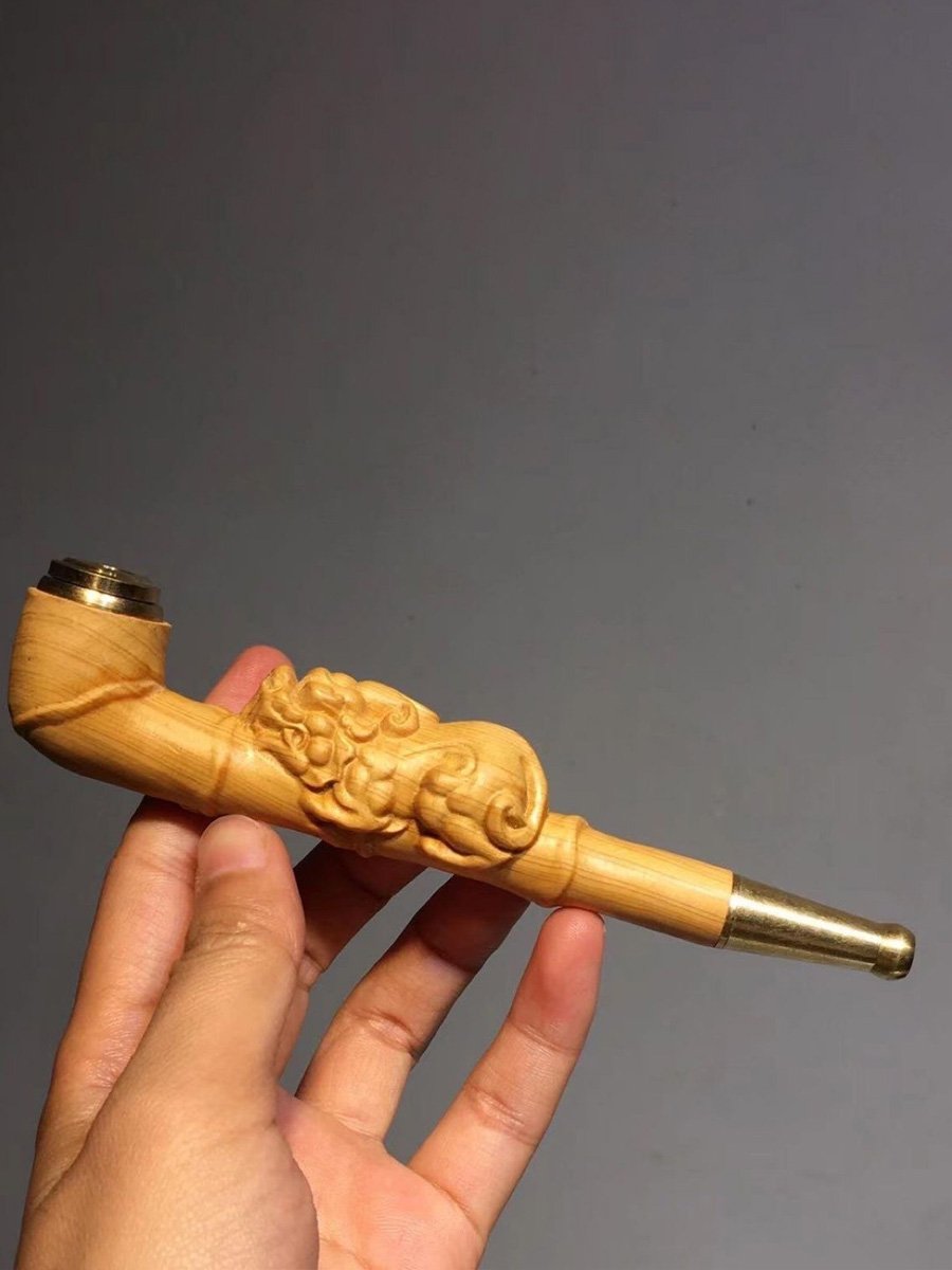Rosewood Pixiu Carved Pipe, Type: Gloomy wood, 2 image Rosewood Pixiu Carved Pipe, Type: Gloomy wood, 2 image