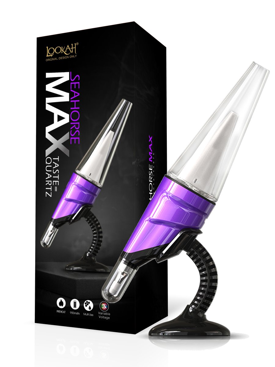LOOKAH  Seahorse Max Dab Pen with bubbler Purple