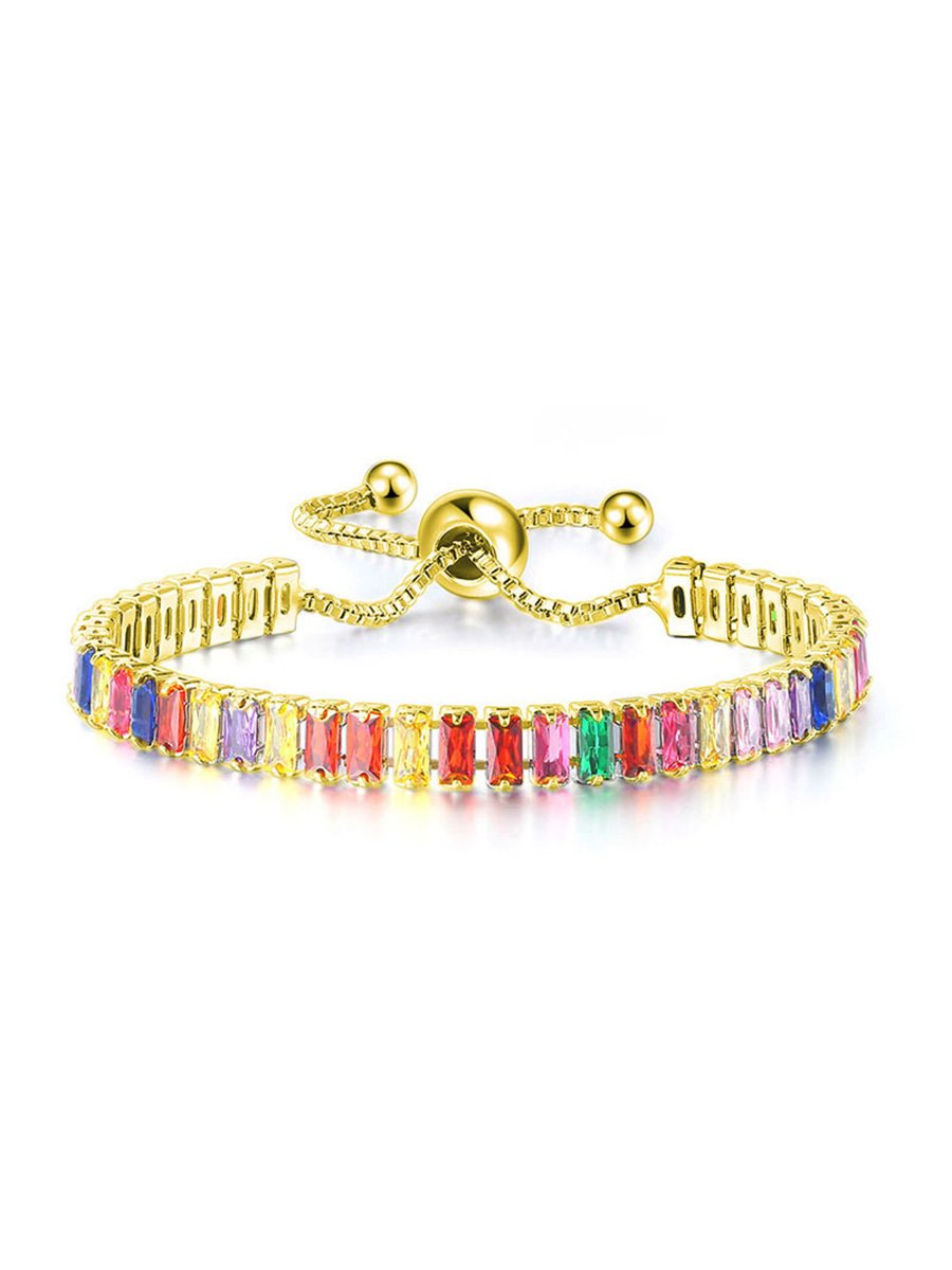 Colorful Zircon Bracelet Wristband, Color: Rose Gold, 3 image