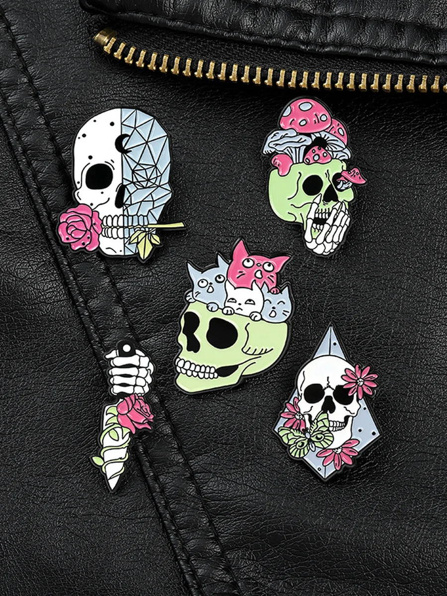 Skull Pin Brooches 5PCS, 2 image
