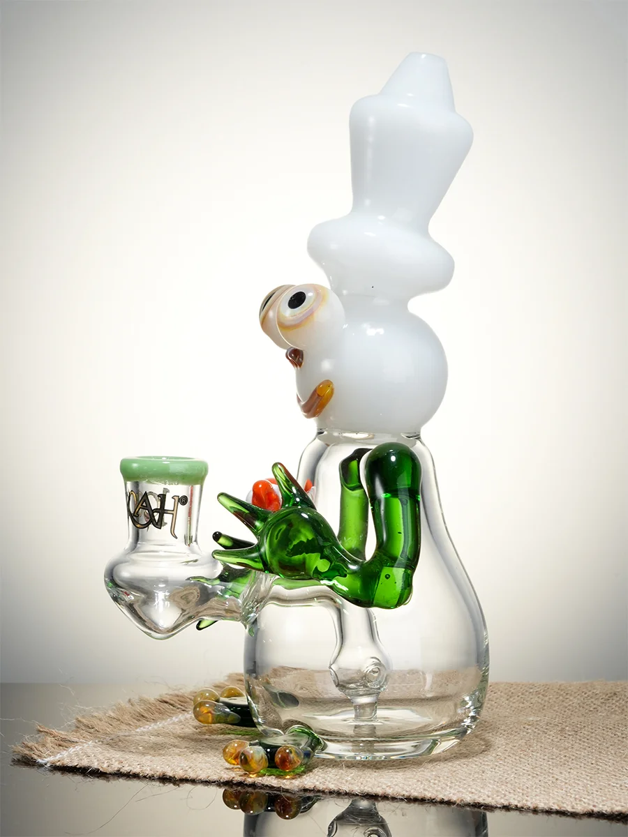 Lookah 8" Mini Cool Frog Themed Glass Dab Rig, Colors: White Jade, 5 image