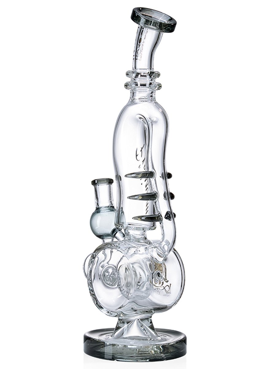 Lookah Bong 14"Disc Perc Saxophone Donut Recycler Water Pipe - Clear Black, Colors: Clear Black, 3 image Lookah Bong 14"Disc Perc Saxophone Donut Recycler Water Pipe - Clear Black, Colors: Clear Black, 3 image
