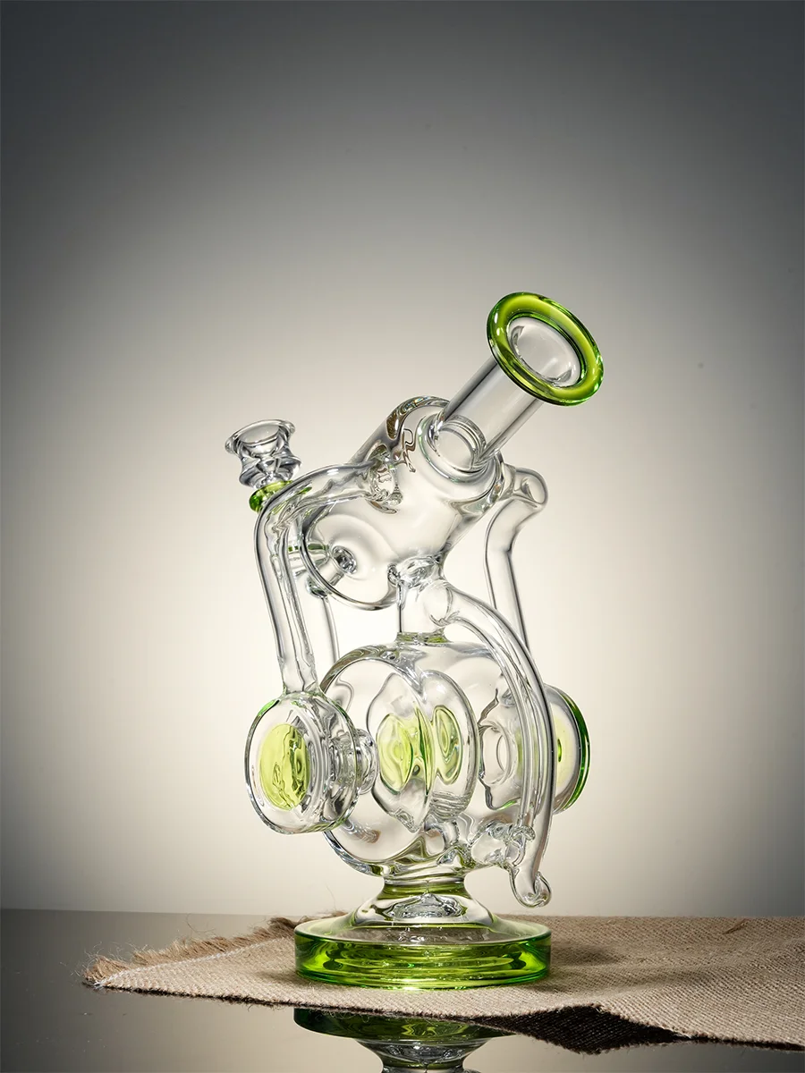 Lookah Bong 9.85" Recycler Glass Soccer Water Pipe, Colors: Green, 3 image