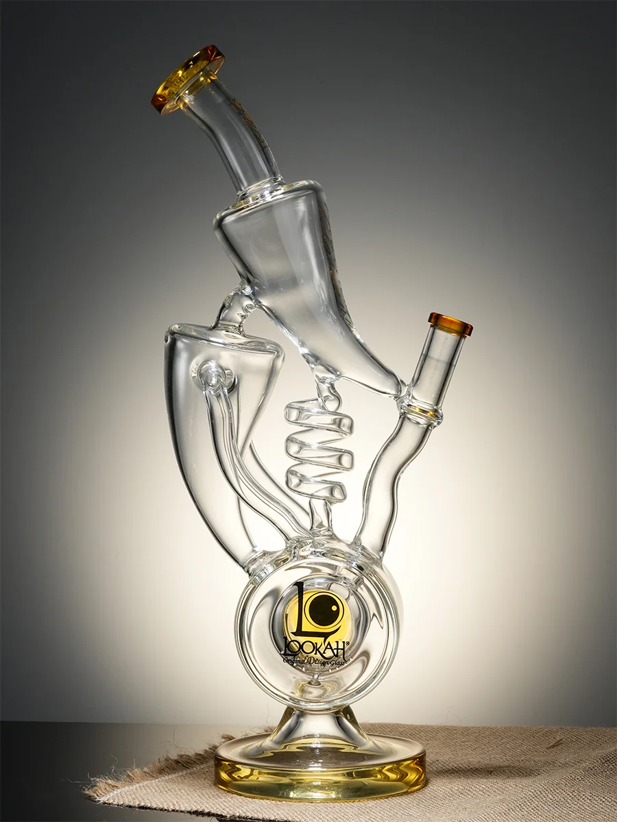 Lookah Bong 16" Spiral 2 Drum Percs Recycle Water Pipe, Colors: Milk Green, 4 image Lookah Bong 16" Spiral 2 Drum Percs Recycle Water Pipe, Colors: Milk Green, 4 image