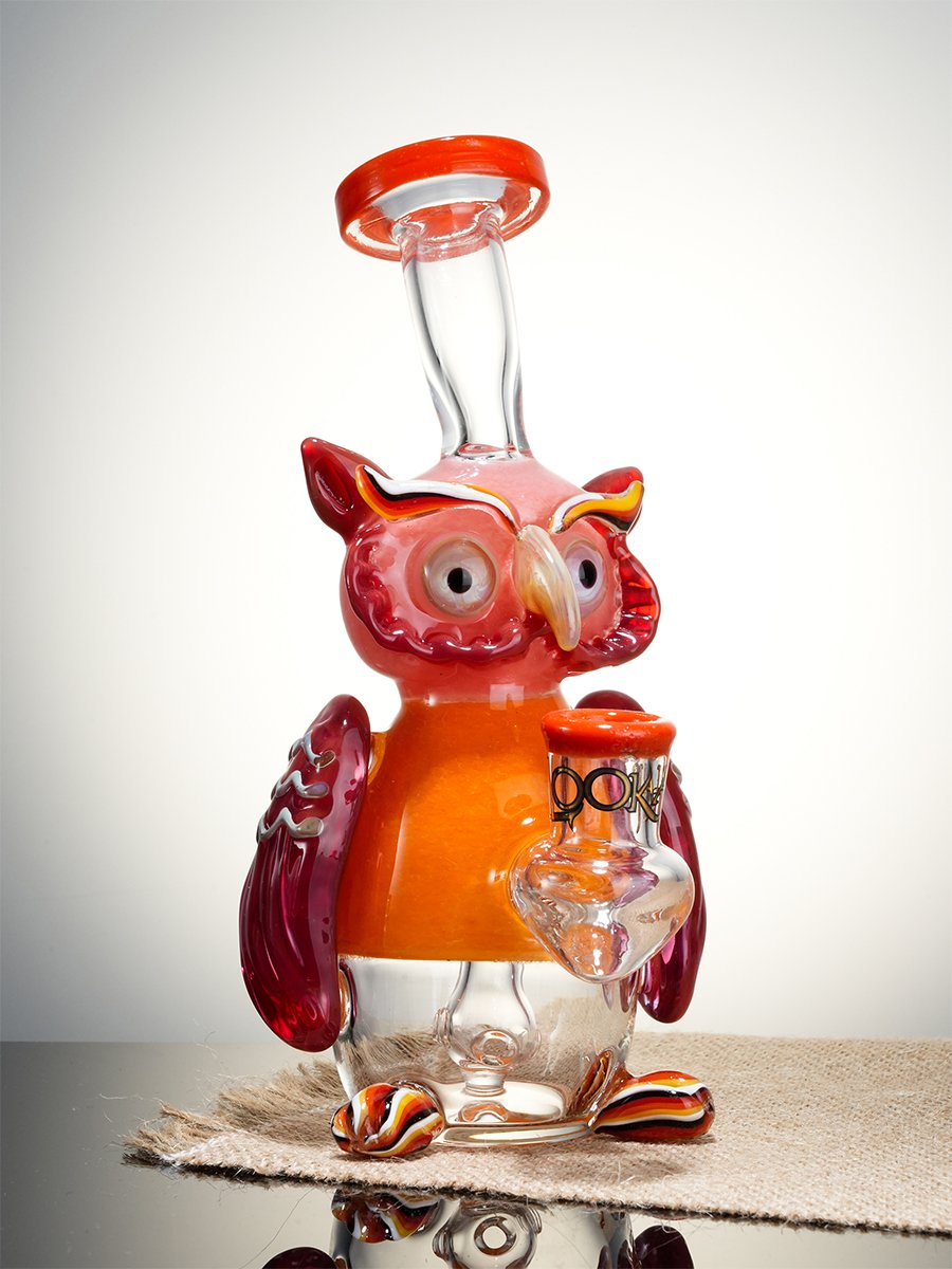 Lookah Rig 7" Mini Nerdy Owl Dab Rig - Orange, Colors: Orange, 2 image Lookah Rig 7" Mini Nerdy Owl Dab Rig - Orange, Colors: Orange, 2 image