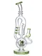 Lookah Bong 14" Disc Perc Saxophone Donut Recycler Water Pipe, Colors: Clear Green