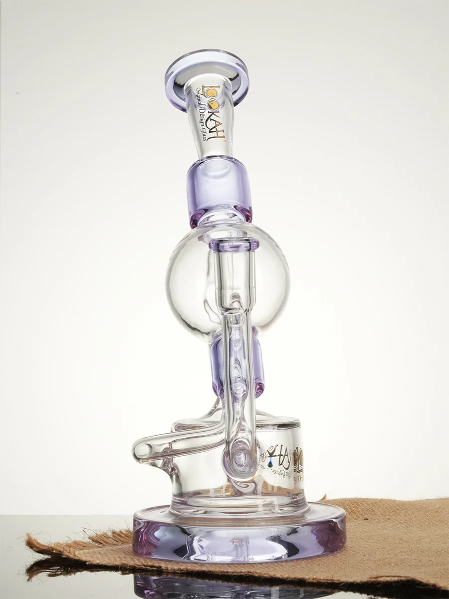 Lookah 10.2" Unique Globe Recycler Glass Bong, Colors: Purple, 2 image