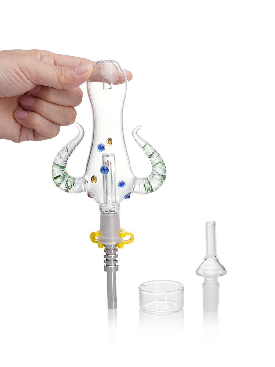 14mm Bull Horn Glass Nectar Collector Kit detail 14mm Bull Horn Glass Nectar Collector Kit detail