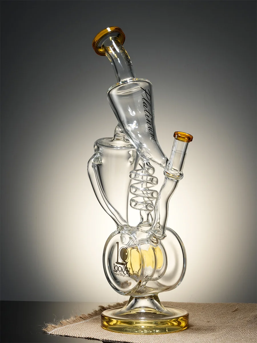 Lookah Bong 16" Spiral 2 Drum Percs Recycle Water Pipe, Colors: Milk Green Lookah Bong 16" Spiral 2 Drum Percs Recycle Water Pipe, Colors: Milk Green