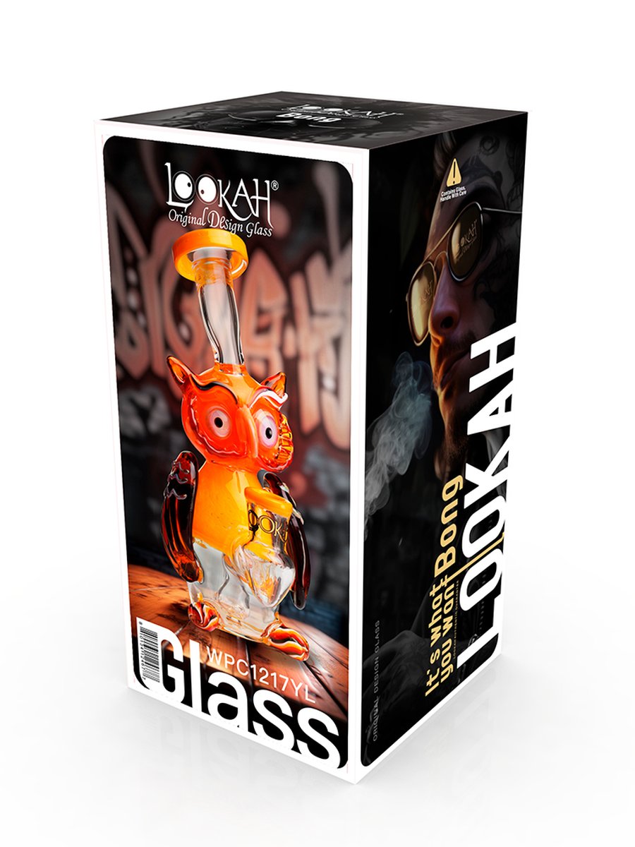 Lookah Bong 7" mini nerdy owl dab rig - Water Blue, Colors: Water Blue , 9 image Lookah Bong 7" mini nerdy owl dab rig - Water Blue, Colors: Water Blue , 9 image