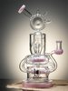 12" Glass Elegant Epic Dual Percolator Recycler Water Pipe - PIink, Colors: Pink