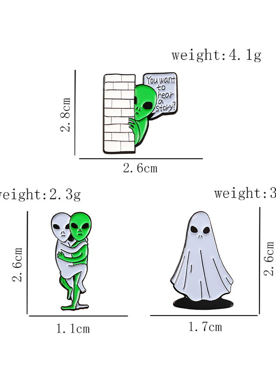 Alien Ghost Pin Brooches 3PCS Set, 4 image Alien Ghost Pin Brooches 3PCS Set, 4 image