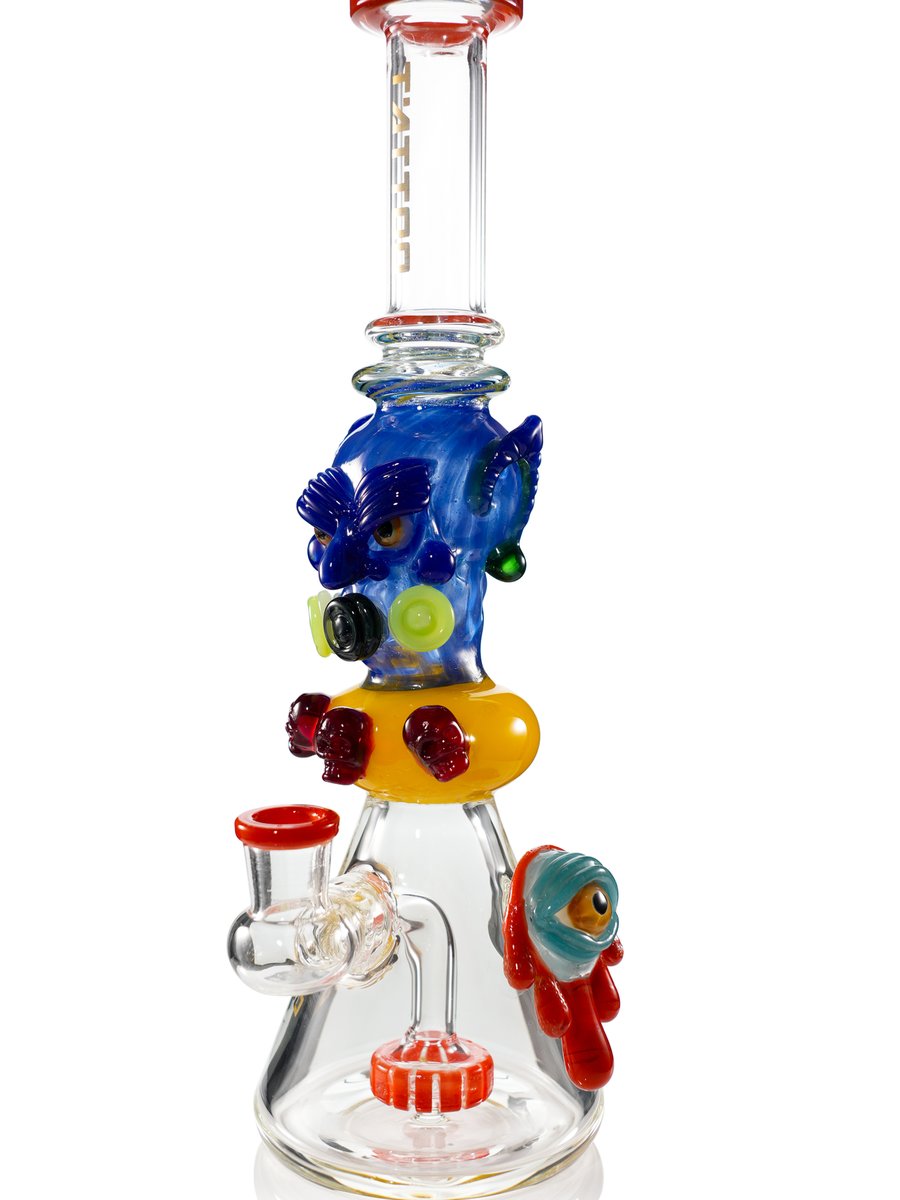 Cool Mini Blue Skull Beaker Glass Bong