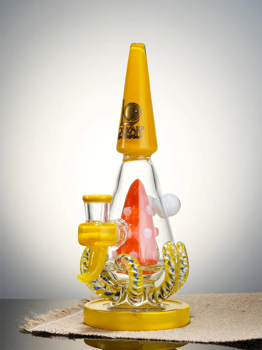 Lookah Bong 10" Cute Octopus Monster Glass Water Pipe, Colors: Yellow, 6 image