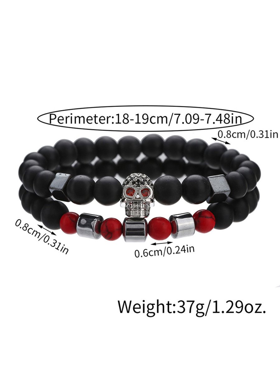 2PCS Skull Beads Bracelet Set2 2PCS Skull Beads Bracelet Set2