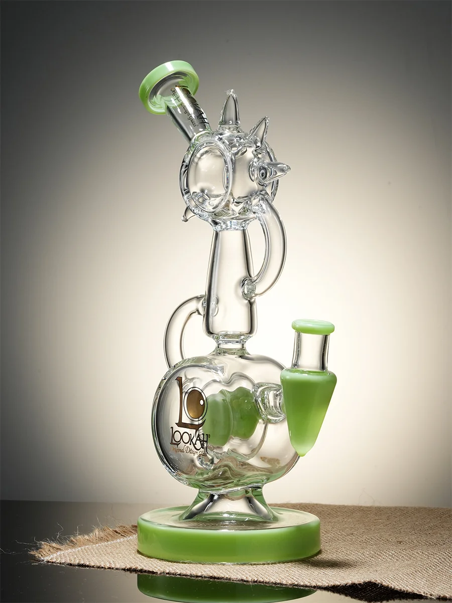 Green ' Recycler Cute Abstract Bird Glass Water Pipe Green ' Recycler Cute Abstract Bird Glass Water Pipe