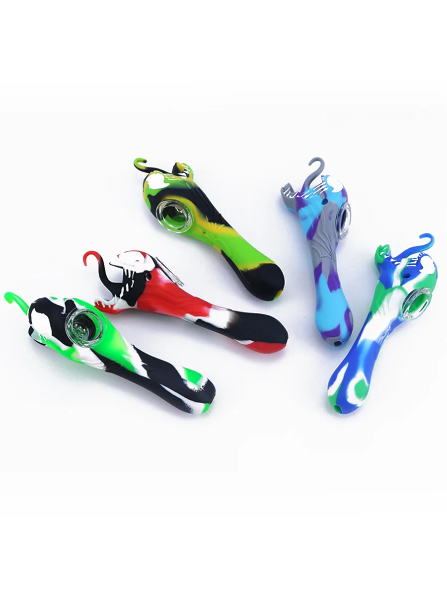 Mix Colors Tongue Venom Color Printed Silicone Pipe13 Mix Colors Tongue Venom Color Printed Silicone Pipe13