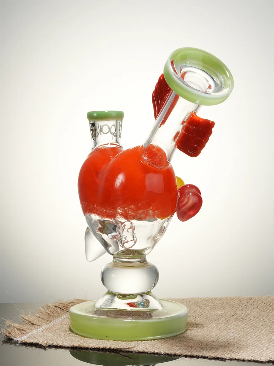 Lookah 7.5" Mini Cute Cupid’s Heart Glass Bong, Colors: Orange, 3 image Lookah 7.5" Mini Cute Cupid’s Heart Glass Bong, Colors: Orange, 3 image