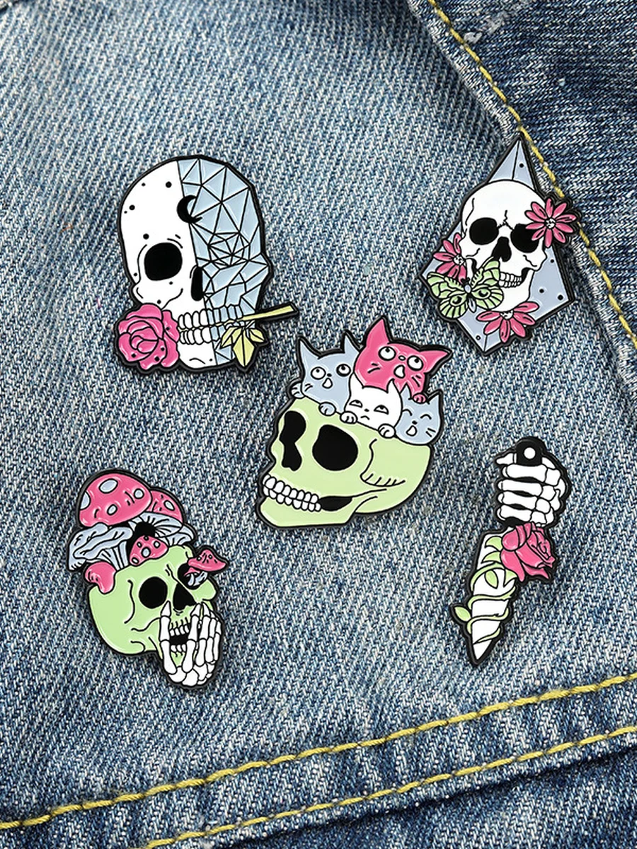 Skull Pin Brooches 5PCS, 3 image