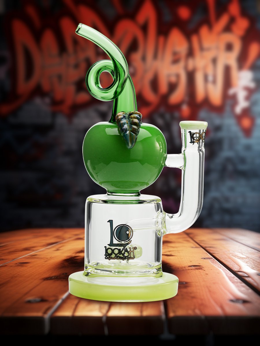 9” Cute Apple Percolator Dab Rig, Colors: Green 9” Cute Apple Percolator Dab Rig, Colors: Green