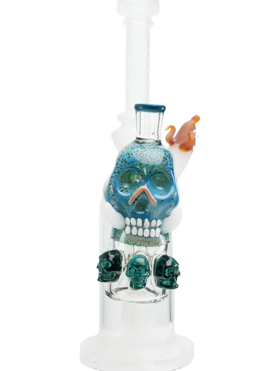 14mm 90-Degree Fanged Skull Ash Catcher, Colors: Dark Blue, 11 image