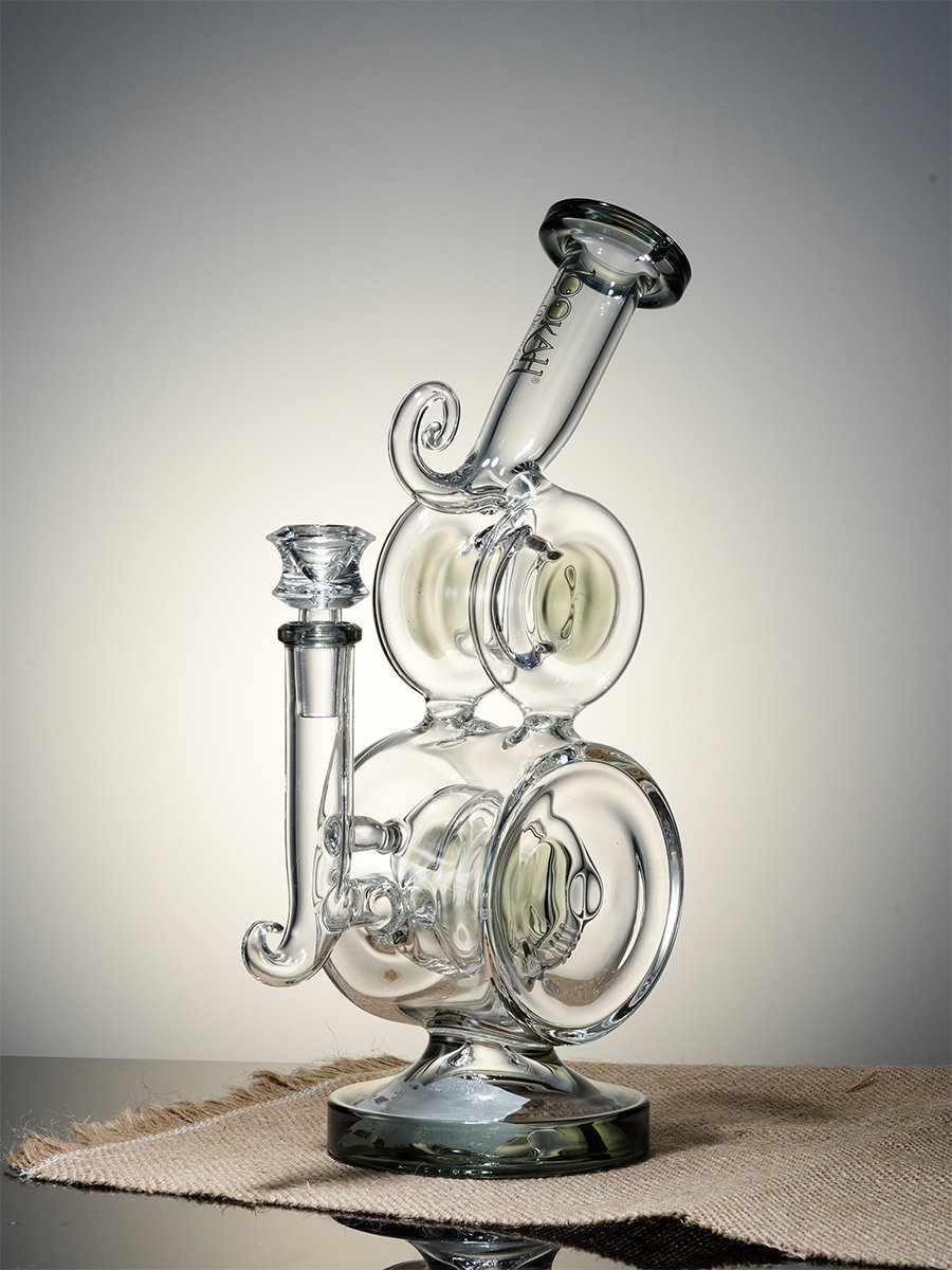 Transparent Black6   Spiral Design Multi-Chamber Glass Bong