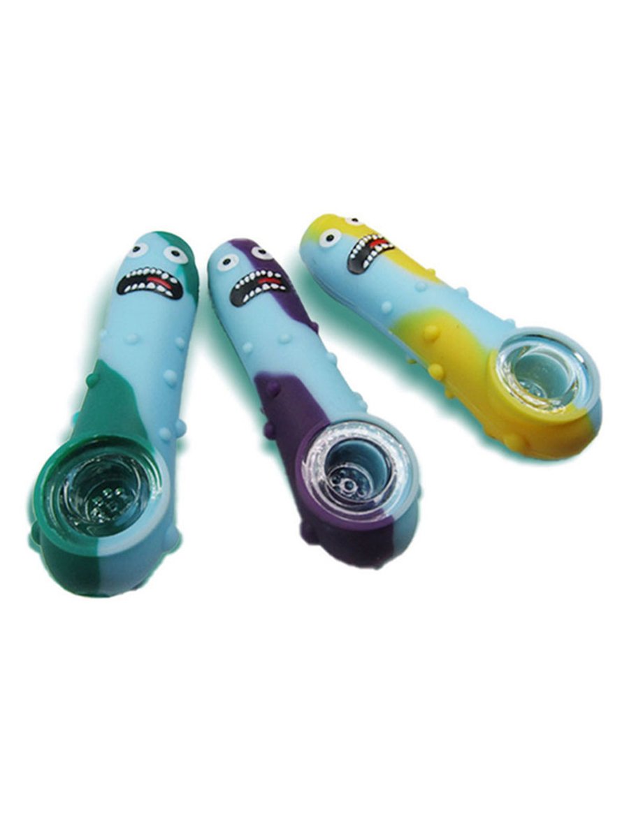 Pickle Silicone Hand Pipe With Glass Bowl