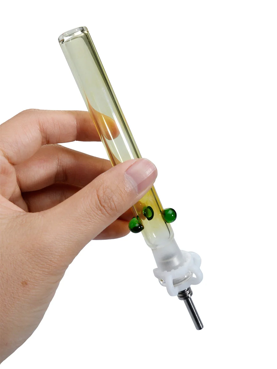 6" Classic Glass Honey Straw with ​10mm Titanium Tip, 2 image