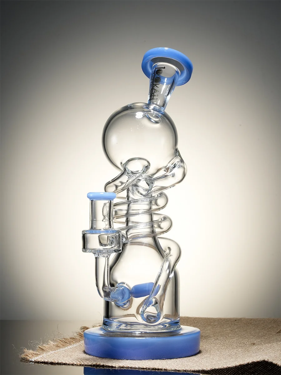 Lookah Bong 10&quot; Recycler Inline Percolator Water Pipe blue