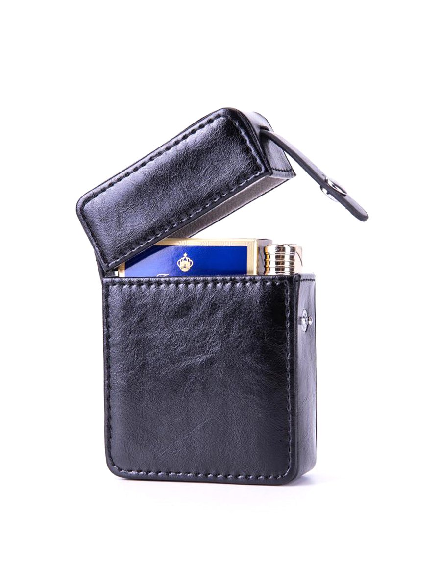 PU Leather Cigarette Case with Lighter Holder, Color: Brown, 4 image