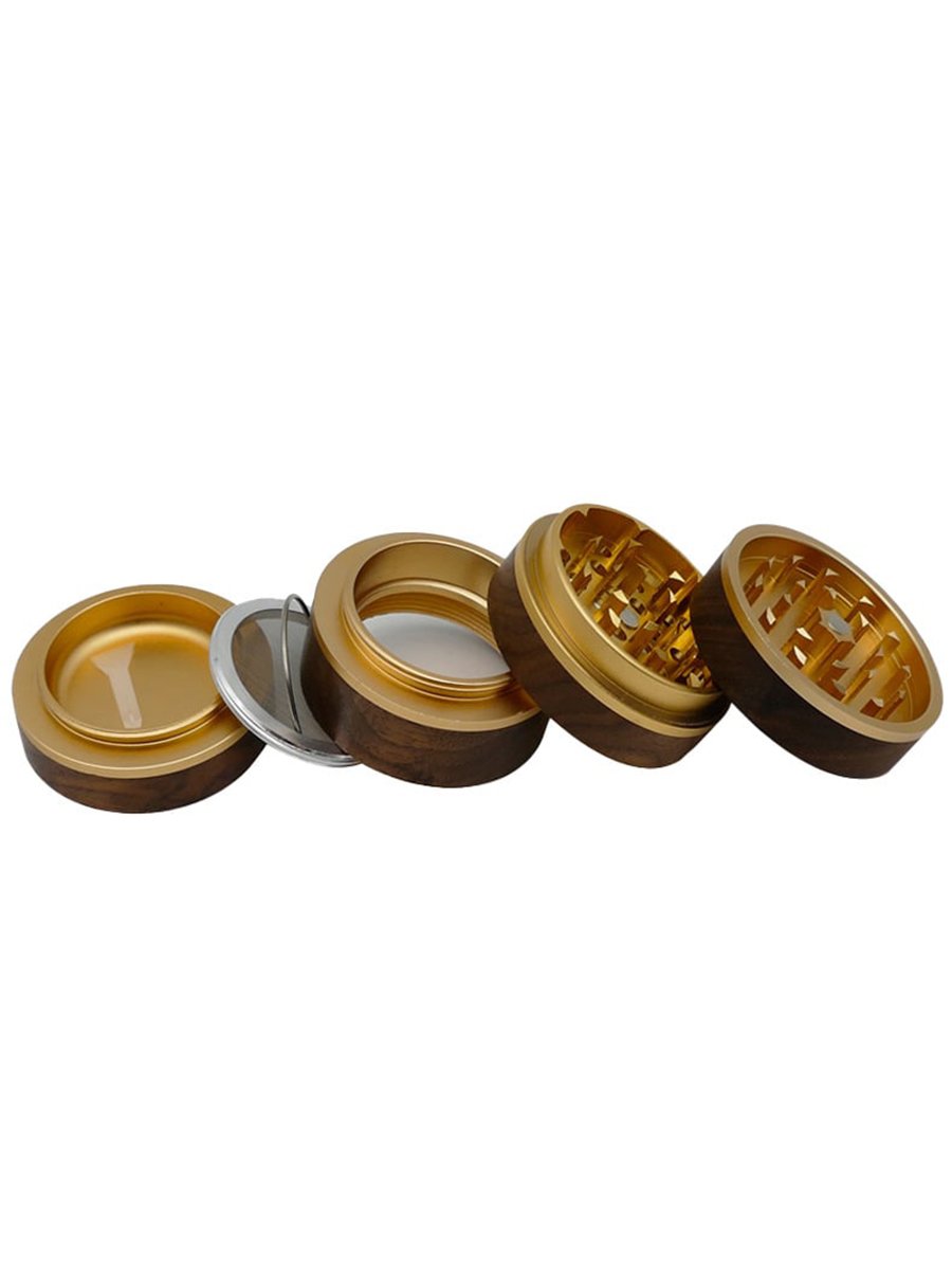 60MMN Wooden Gold Pattern And Walnut Aluminum Alloy Herb Grinder 60MMN Wooden Gold Pattern And Walnut Aluminum Alloy Herb Grinder