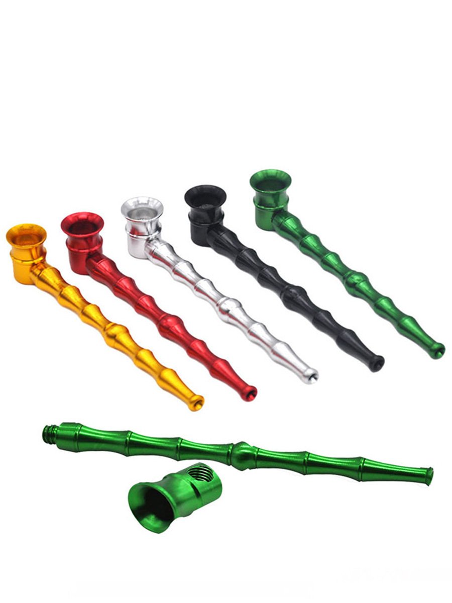 Bamboo Shape Metal Smoke Pipe, Color: Silver, 3 image