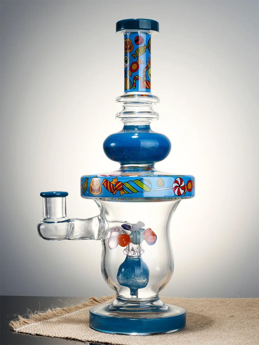 Main Blue Lookah Bong 11&quot; Cute Candy Stick Glass Water Pipe