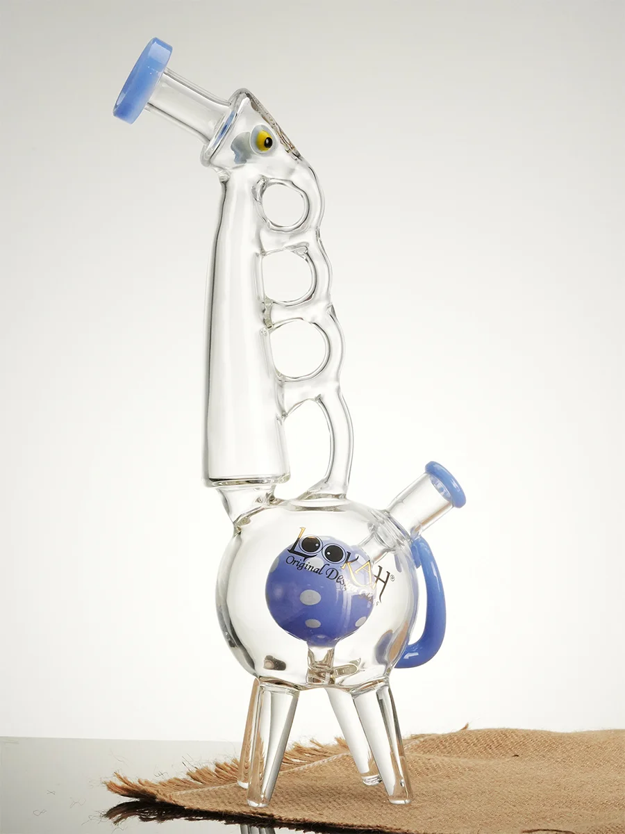 Lookah Bong 12.5" Cool Recycler Giraffe Water Pipe, Colors: Blue, 2 image