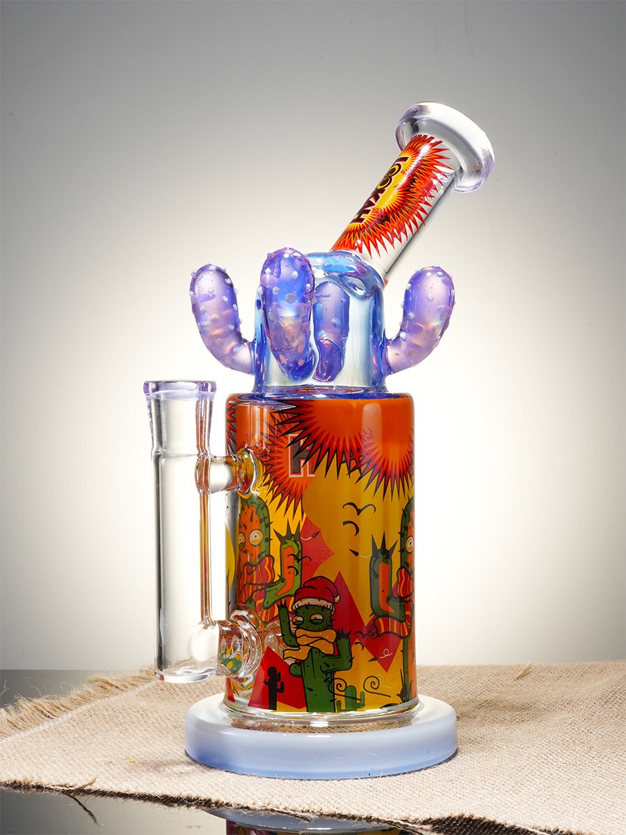 Lookah 9.5" Cute Cactus Showerhead Perc Glass Bong, Color: Purple, 7 image Lookah 9.5" Cute Cactus Showerhead Perc Glass Bong, Color: Purple, 7 image