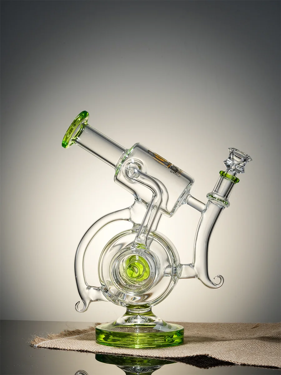 Lookah Bong 9.85" Recycler Glass Soccer Water Pipe, Colors: Green, 5 image
