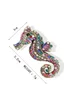 Sparkly Gold-tone Colorful Rhinestone Seahorse Brooch Pin, 2 image