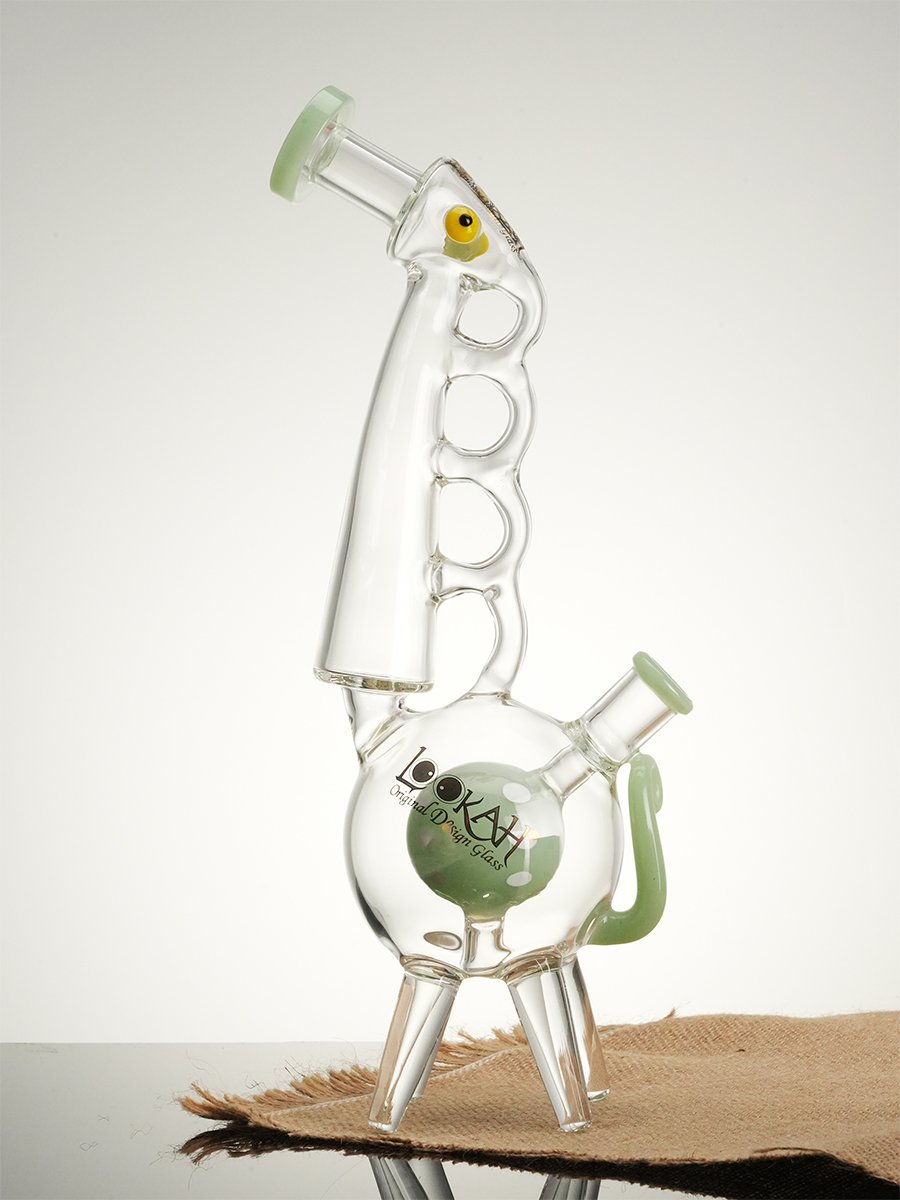 Lookah Bong 12.5 ” Cool Recycler Giraffe Water Pipe Clear - Green, Colors: Clear Green, 2 image