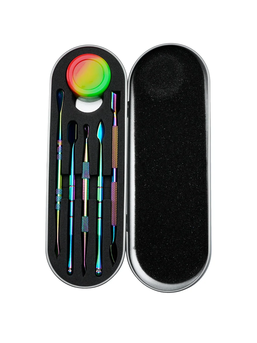 5PCS Colorful Brass Dab Tool Kit with Silicone Wax Container and Box, 4 image 5PCS Colorful Brass Dab Tool Kit with Silicone Wax Container and Box, 4 image