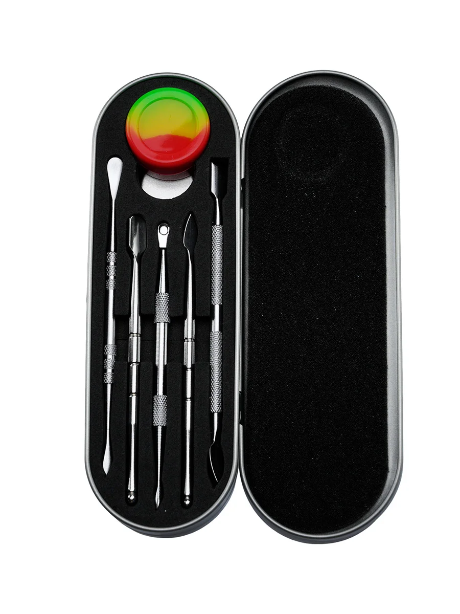 5 PCS Metal Dab Tool Kit with Silicone Container and Travel Case, Color: Rainbow, 2 image