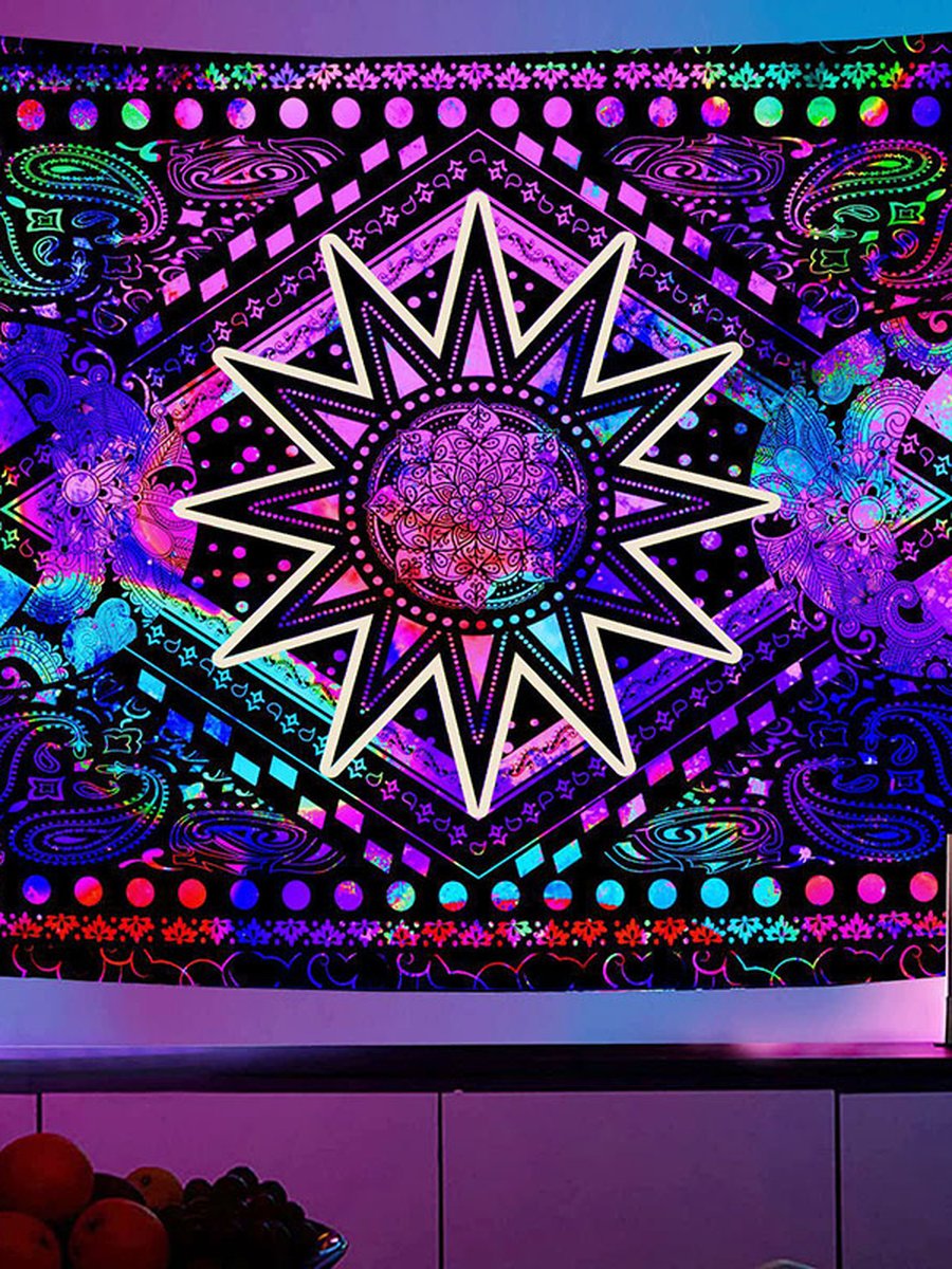 Datura Black Light UV Tapestry, Size: 37.40x28.74inch, 5 image