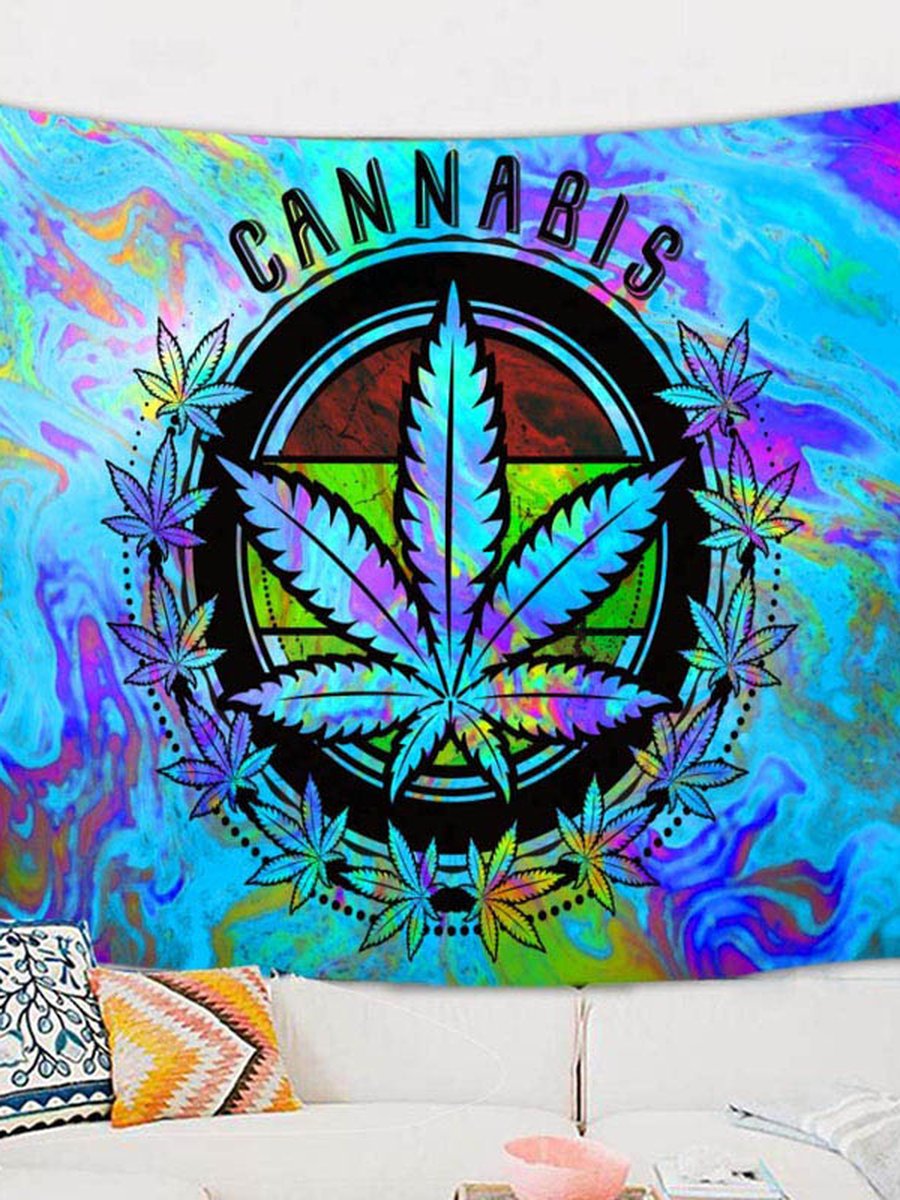 Hemp Leaf Tapestry, Size: 37.40x28.74inch, 2 image Hemp Leaf Tapestry, Size: 37.40x28.74inch, 2 image